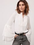 Mint Velvet Pleated Blouse, White Ivory, White Ivory