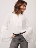 Mint Velvet Pleated Blouse, White Ivory, White Ivory