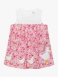 Trotters Baby Floral Duck Applique Sleeveless Dress, White/Red Rose