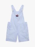 Trotters Baby Alexander Embroidered Tugboat Stripe Bib Shorts, Pale Blue/White
