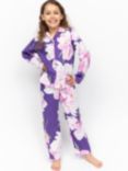 Minijammies Kids' Valentina Floral Print Long Sleeve Pyjamas, Purple/Multi