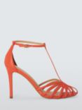 John Lewis Melody Leather Caged Strappy Stiletto Heel Sandals, Orange
