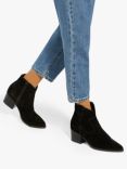Dune Possibility Suede Western Boots, Black, Black