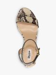 Dune Memee Reptile Effect Leather Block Heel Sandals, Natural/Multi, Natural-rept_printle