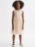 Reiss Kids' Maxine Sequin Top Pleated Dress, Pink