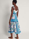 Monsoon Anya Printed Midi Sun Dress, Ivory/Multi