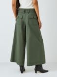 Weekend MaxMara Recco Cotton Canvas Wide Leg Trousers, Khaki