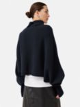 Jigsaw Merino Wool Poncho Jumper, Navy