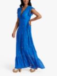 South Beach Sequin Detail Wrap Maxi Dress, Bright Blue