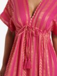 South Beach Metallic Jacquard V-Neck Maxi Dress, Pink/Gold