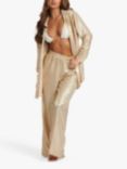 South Beach Metallic Foil Wide Leg Trousers, Gold