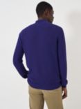 Crew Clothing Organic Cotton Half Zip Knit Jumper, Twilight Blue