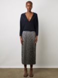 Gerard Darel Damille Pleated Midi Skirt, Ink/Multi
