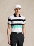 Polo Golf Ralph Lauren Tailored Fit Performance Stripe Polo Shirt, Ceramic White/Multi