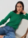 Crew Clothing Heritage Crew Neck Cable Knit Jumper, Jade Green