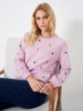 Crew Clothing Heart Embroidered Sweatshirt, Bright Pink/Multi