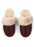 Chelsea Peers Suedette Cuffed Dome Slippers, Brown