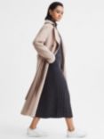 Reiss Sasha Blindseam Wool Blend Coat, Stone, Stone