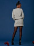 Jolie Moi Button Detail Contrast Tweed Jacket, White