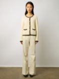 Gerard Darel Loeve Contrast Crochet Trim Cardigan, Ecru