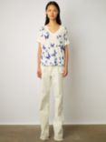 Gerard Darel Mirela Linen Blend Butterfly Print T-Shirt, Blue