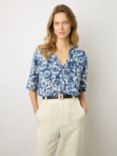 Gerard Darel Monia Linen Floral T-Shirt, Ecru/Blue