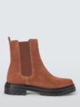 John Lewis Poppie Suede Cleated Sole High Cut Chelsea Boots, Tan