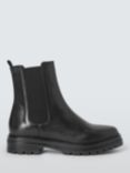 John Lewis Poppie Leather Cleated Sole High Cut Chelsea Boots, Black