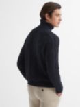 Reiss Alston Long Sleeve Roll Neck Cable Knit Jumper, Navy