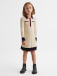 Reiss Kids' Annie Half Zip Skater Dress, Camel