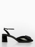 Mango Megan Patent Bow Shoes, Black