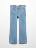 Mango Kids' Front Pocket Flared Jeans, Open Blue