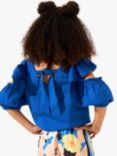 Angel & Rocket Kids' Ruffle Shoulder Top, Cobalt