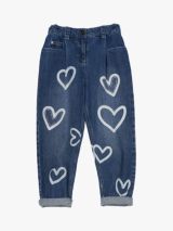 Angel & Rocket Kids' Heart Print Mom Jeans, Blue