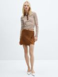 Mango Polaris Striped Polo Top, Brown/White