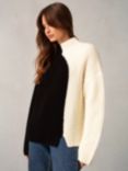 Ro&Zo Two Tone Chunky Rib Knit Turtleneck Jumper