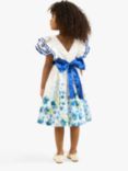 Angel & Rocket Kids' Emilie Border Print Tie Sash Dress, White/Multi