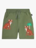 JoJo Maman Bébé Baby Tiger Applique Pocket Drawstring Shorts, Khaki