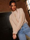 Chi Chi London Cable Knit Jumper, Cream