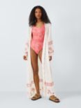 AND/OR Sunrise Palm Print Kaftan, Ivory