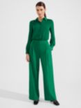 Hobbs Verona Wide Leg Trousers, Malachite Green