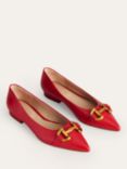 Boden Iris Snaffle Trim Leather Ballet Flats, Glazed Red