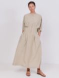 Vivere By Savannah Miller Nova Pintuck Linen Blend Midi Dress, Camel