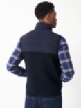 Crew Clothing Wool Blend Dartmouth Hybrid Knit Gilet, Navy Blue