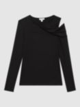 Reiss Adeline Cutout Detail Top, Black, Black