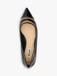 Dune Hepburn Vinyl Panel Patent Pointed Toe Court Shoes, Black