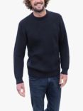 Celtic & Co. Merino Wool Ribbed Fisherman's Jumper, Dark Navy