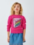 Olivia Rubin Kids' Aria Rainbow Cake Crew Neck Jumper, Hot Pink