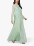 Lace & Beads Luciene Long Sleeve Embellished Maxi Dress, Mint
