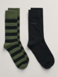 GANT Plain and Stripe Ankle Socks, Pack of 2